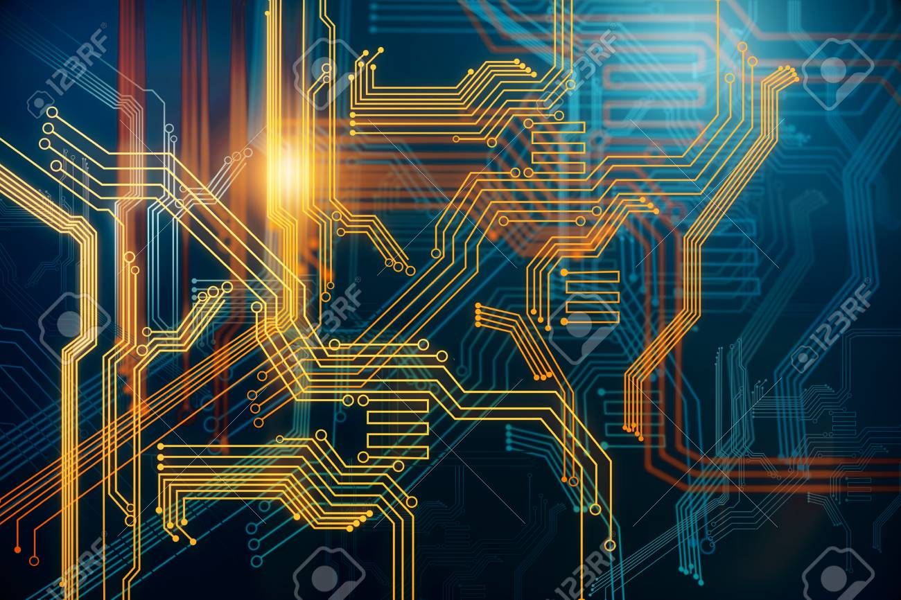 abstract digital circuit background technology and computer stock circuit background image
