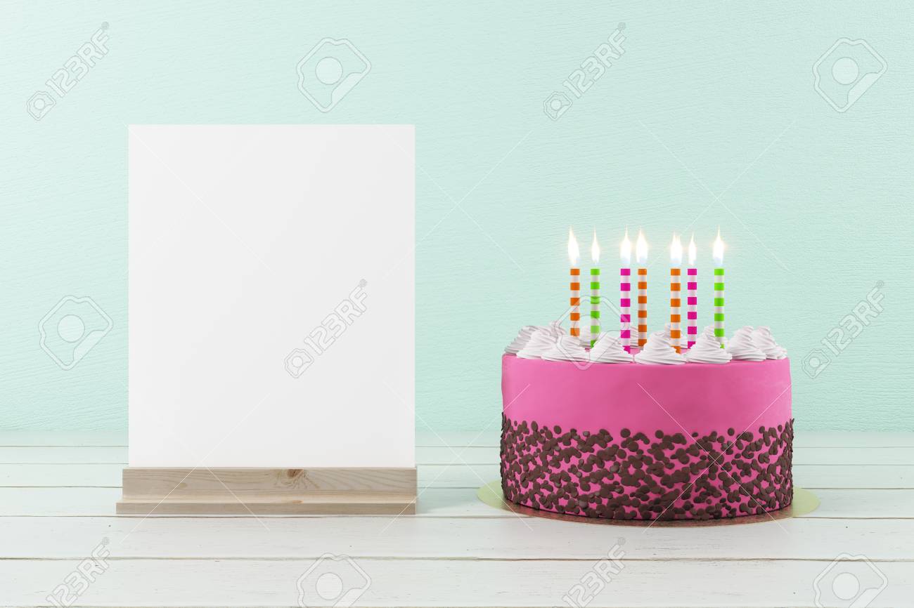 Download Beautiful Birhtday Cake On Light Background With Empty Banner B Day Party Invitation Concept Mock Up 3d Rendering Stock Photo Picture And Royalty Free Image Image 88750653