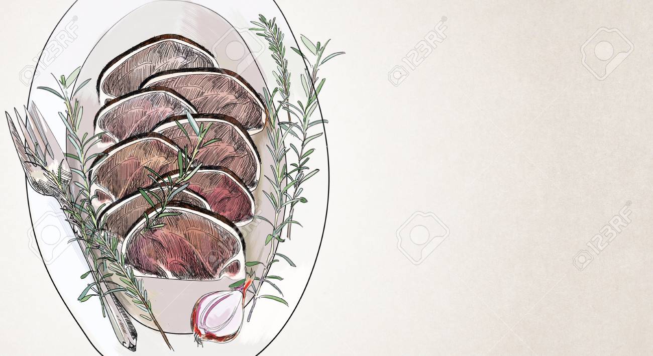 創造的な肉メダリオンスケッチ 食べ物 メニュー アートコンセプト の写真素材 画像素材 Image