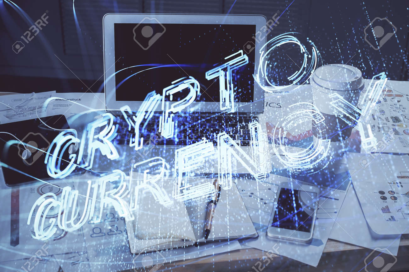 Double Exposure Of Blockchain Theme Hologram And Table With Computer  Background. Concept Of Bitcoin Crypto Currency. Stock Photo, Picture and  Royalty Free Image. Image 138820232.