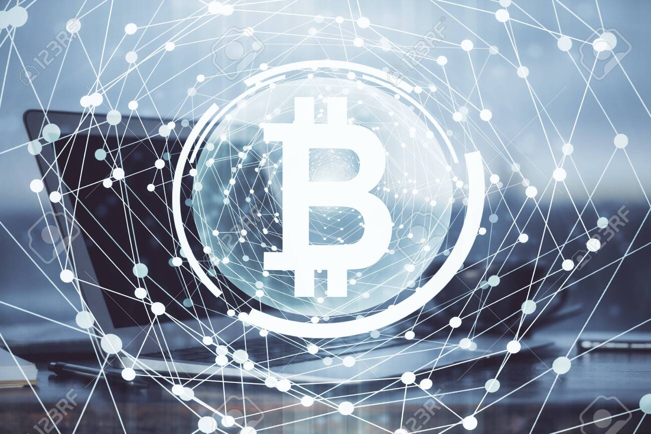 Double Exposure Of Blockchain Theme Hologram And Table With Computer  Background. Concept Of Bitcoin Crypto Currency. Stock Photo, Picture and  Royalty Free Image. Image 140709500.
