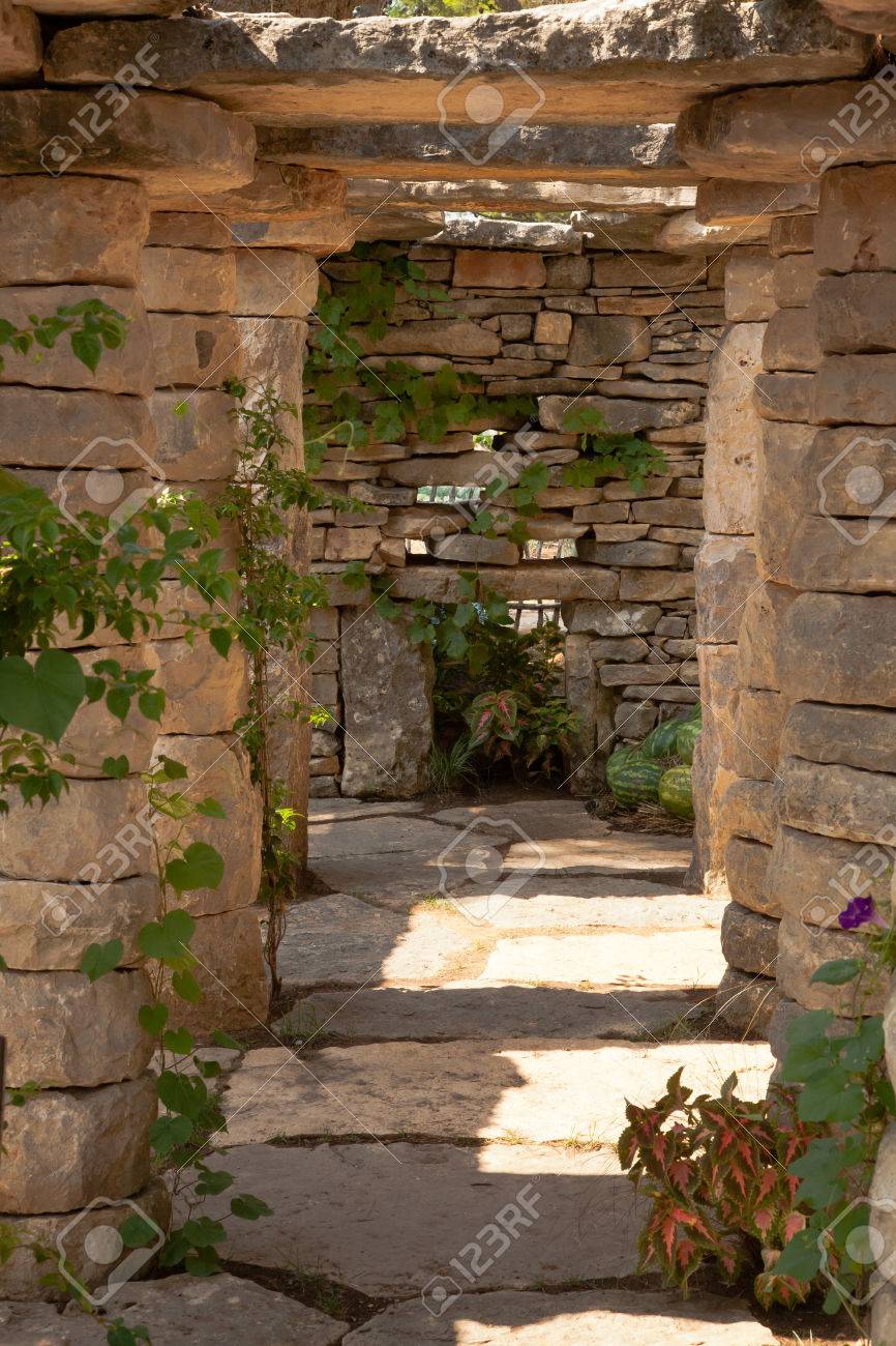 historical colonnade and a patio with stone columns stone columns