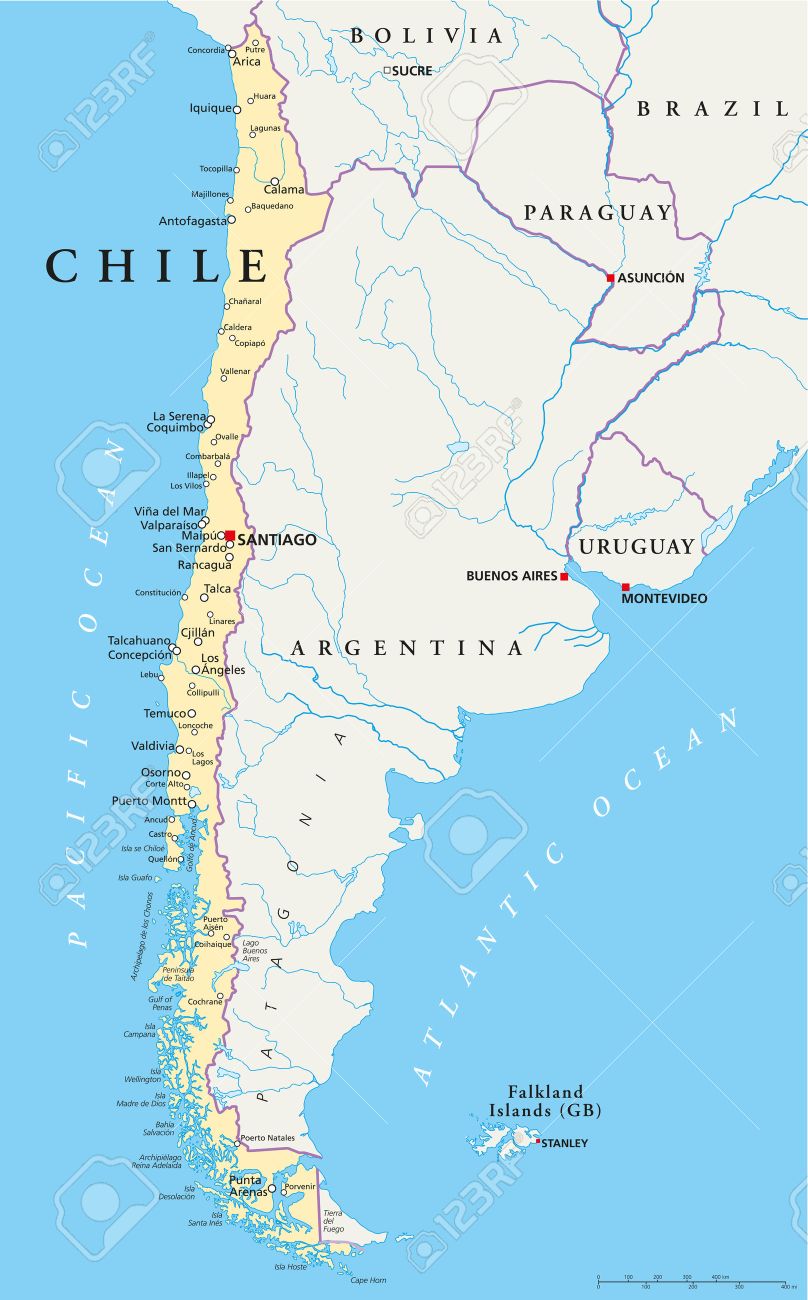Mapa De Chile Politico Editorial Compass
