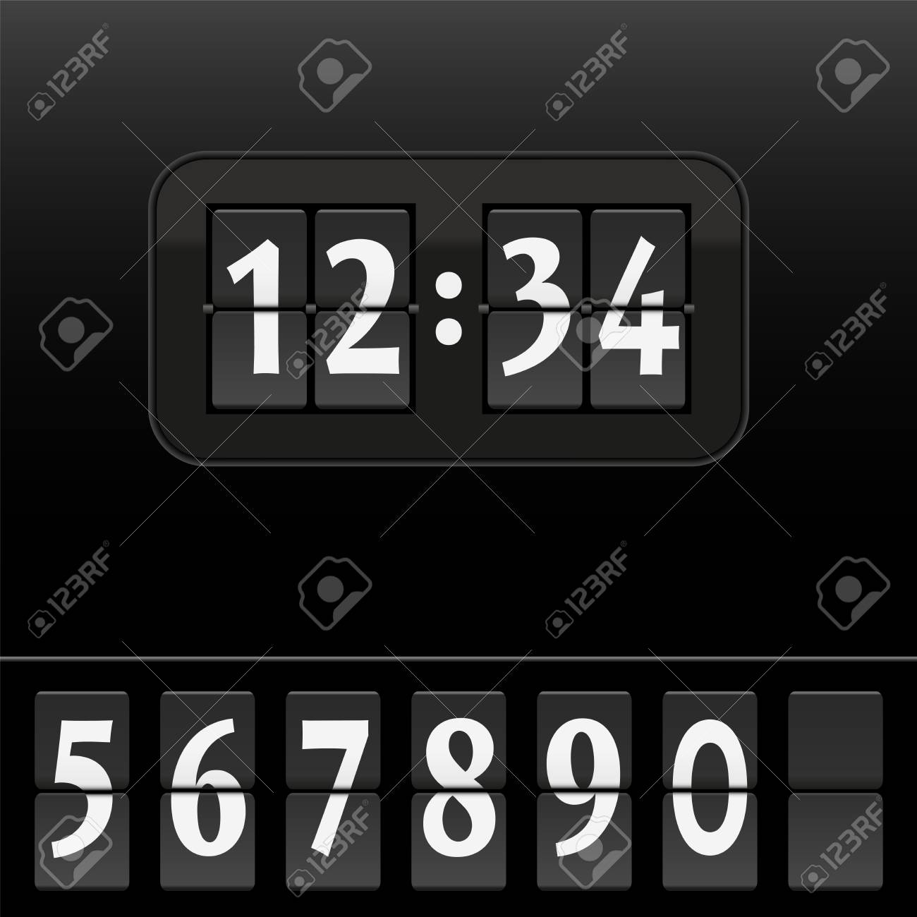 dial of a digital clock face where digits and time can individually digital clock face