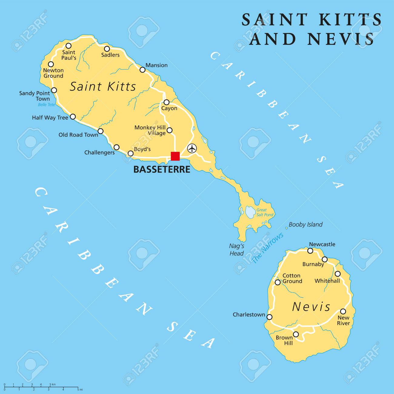 Saint Kitts And Nevis Political Map With Capital Basseterre Is A Twoisland Country In The West Saint Kitts And Nevis Political Map With Capital Basseterre Is A Twoisland Country In The West