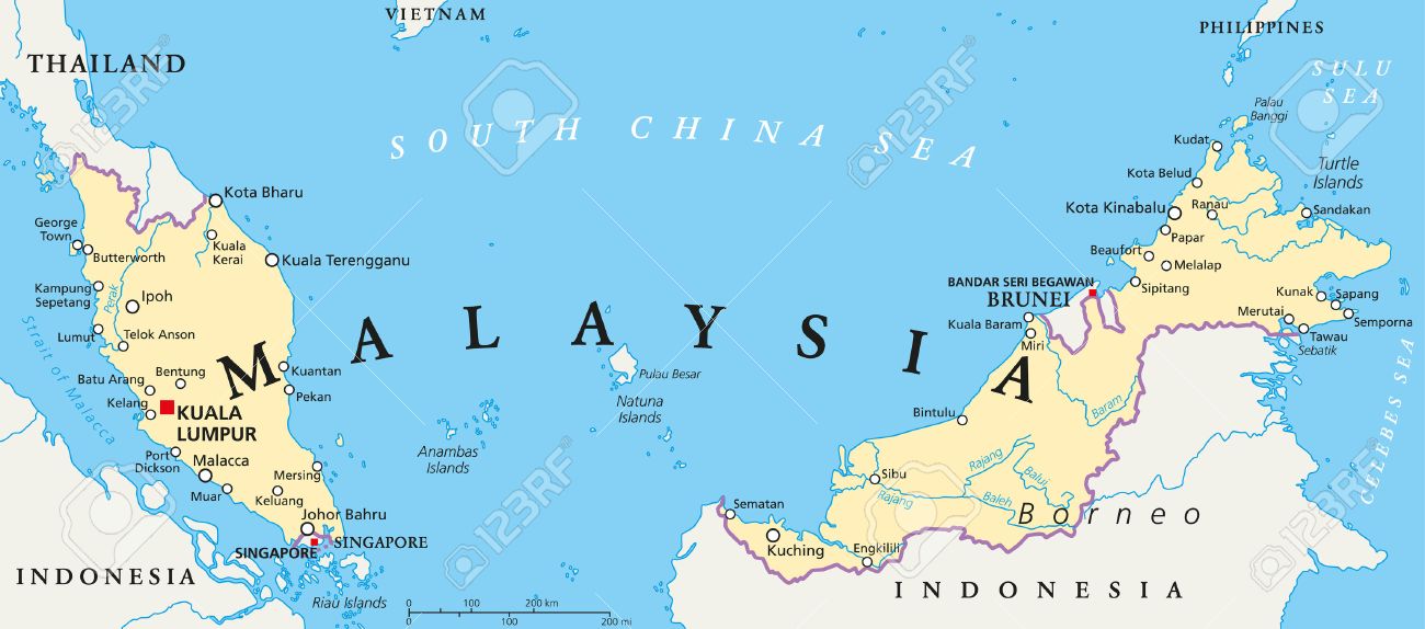 mapa politico de malasia Mapa Politico Malasia Con Capital Kuala Lumpur Las Fronteras Nacionales Las Ciudades Y Los Rios Importantes Etiquetado Y Escalado Ingles Ilustracion Ilustraciones Vectoriales Clip Art Vectorizado Libre De Derechos Image 48859205 mapa politico de malasia