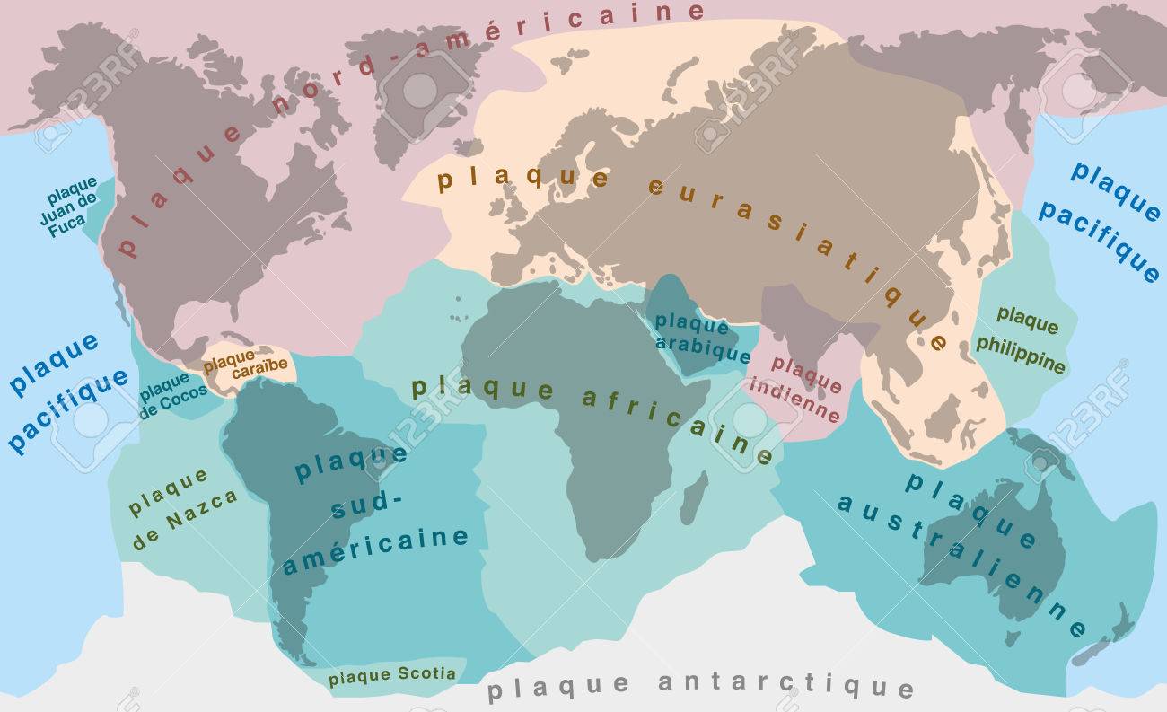 プレート フランス語 世界地図の主要なマイナー板 ベクトル イラスト のイラスト素材 ベクタ Image