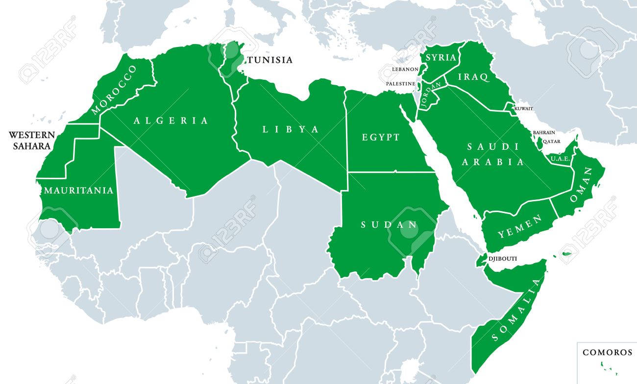 carte du monde arabe