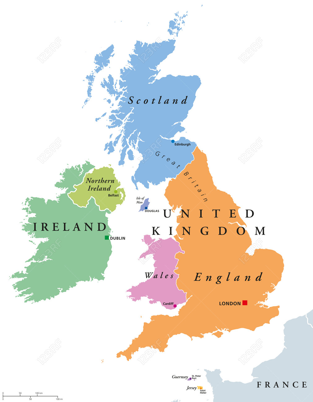 United Kingdom Countries And Ireland Political Map England Royalty Free Cliparts Vectors And Stock Illustration Image