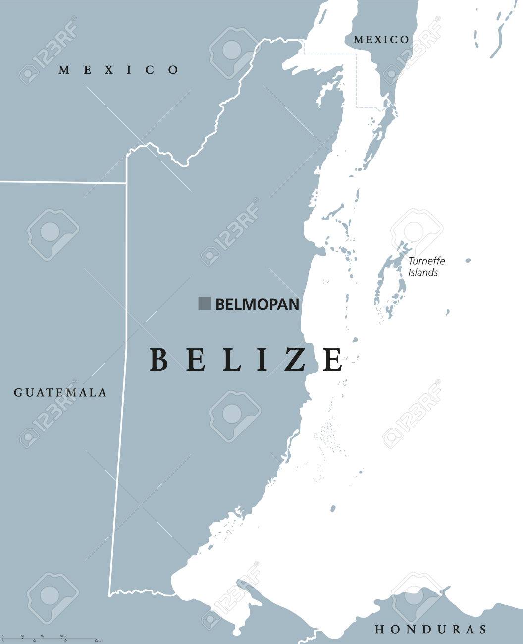 首都ベルモパン ベリーズの政治地図と国境 旧英領ホンジュラス 中央