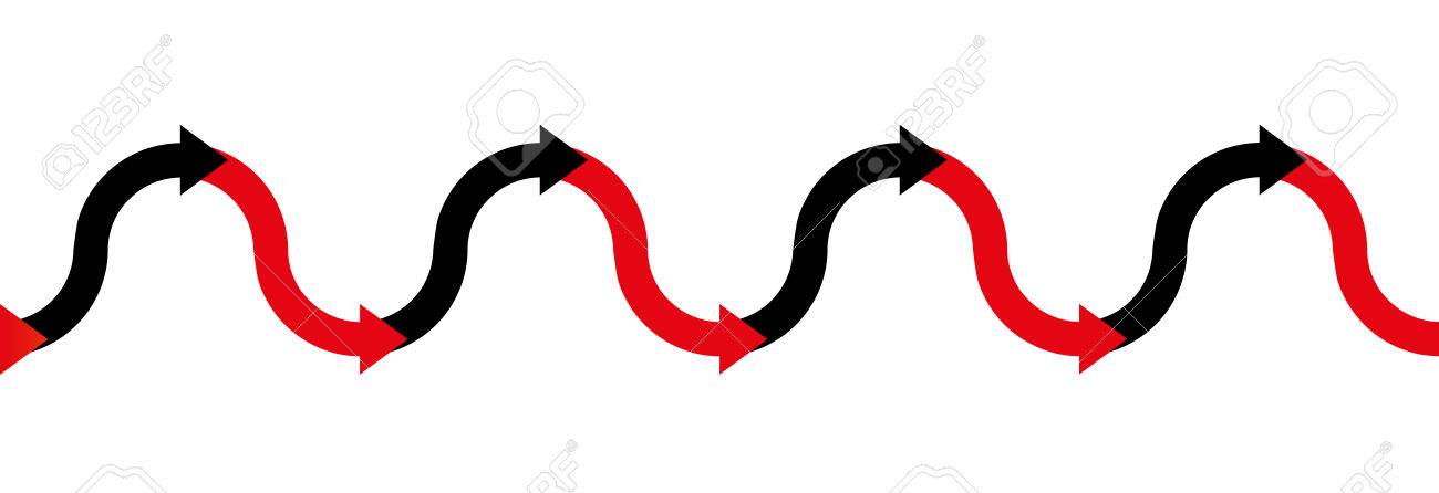 赤 黒 矢印波 営利または黒で肯定的な利益を有すると損失を有するか 赤で借金でビジネス シンボル 図シームレスな上下の両方向に拡張可能 のイラスト素材 ベクタ Image