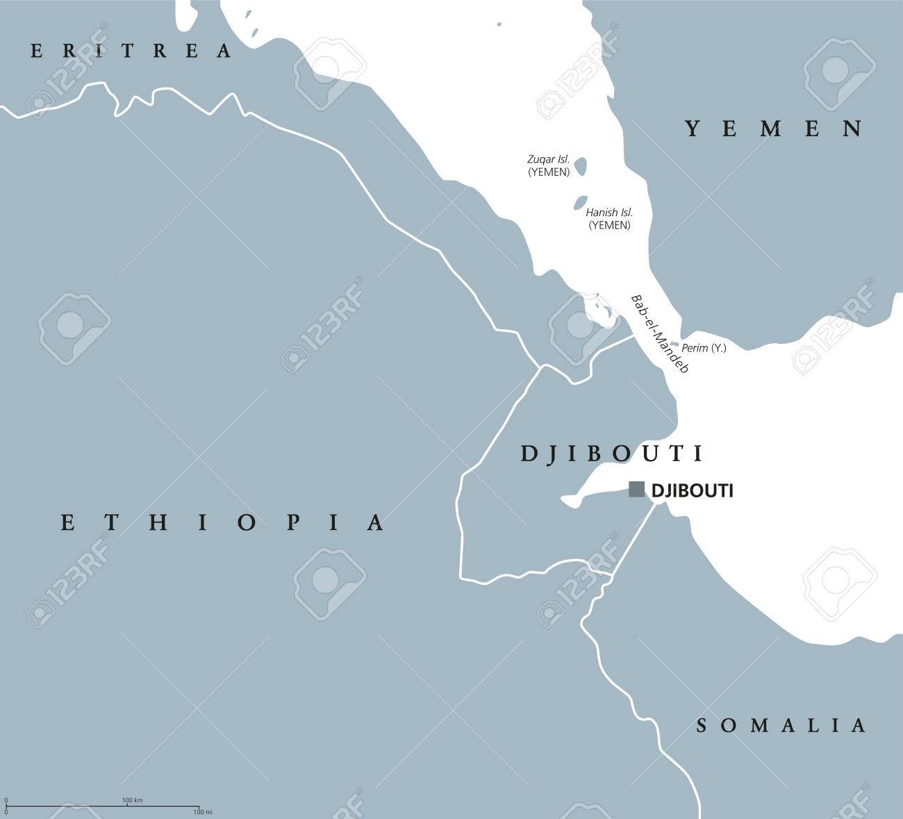 bab el mandeb strait region political map english labeling connects red sea and gulf