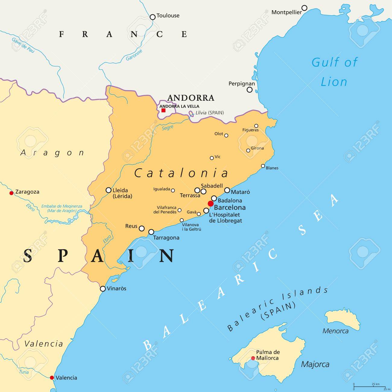 Catalan atras カタルーニャ地方の地図