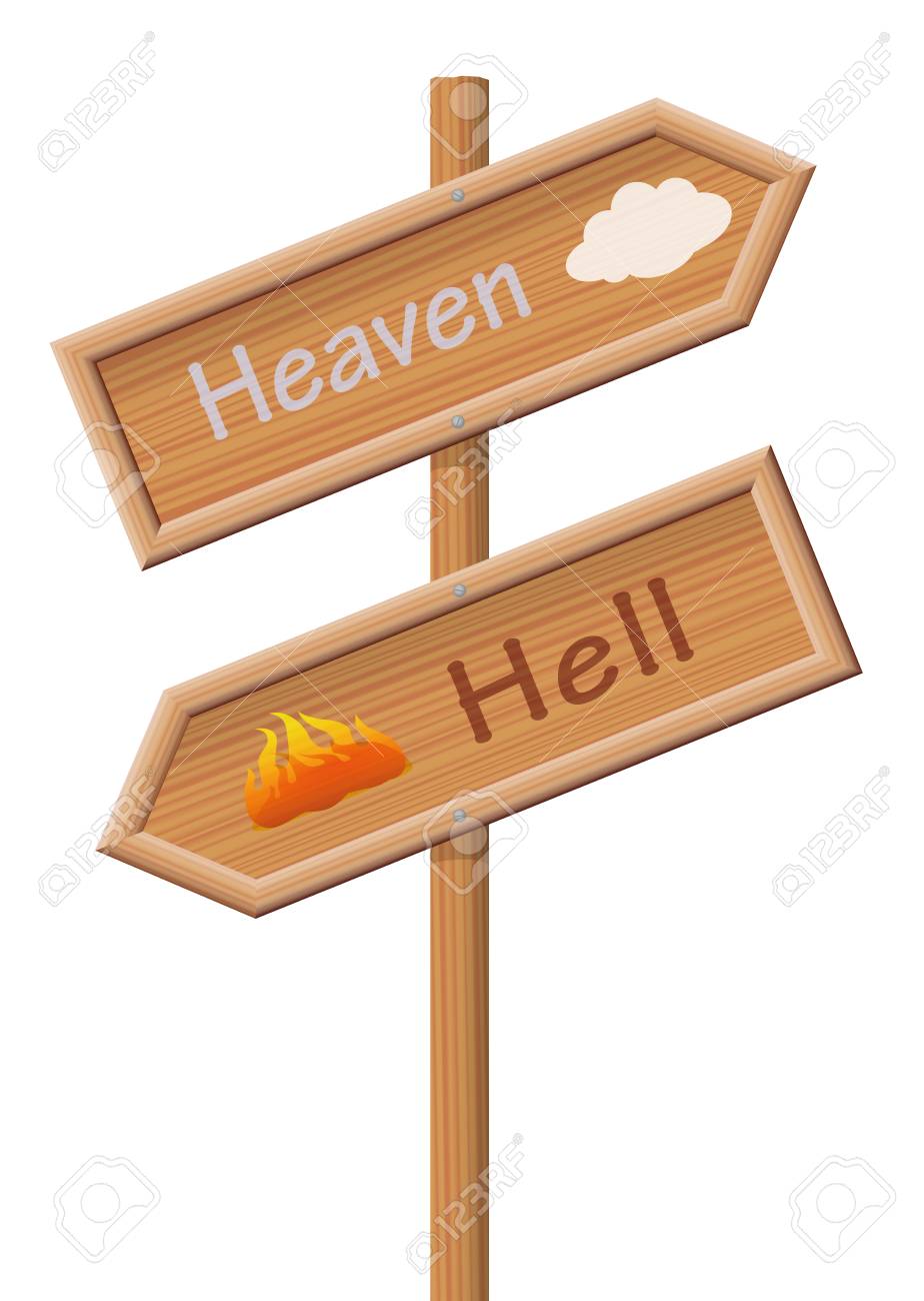 Heaven Or Hell Two Sign Posts Pointing In Opposite Directions Royalty Free Cliparts Vectors And Stock Illustration Image