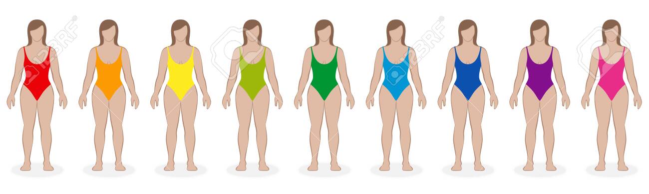 One Piece Swimsuits Rainbow Colored Collection Of Beachwear Royalty Free Cliparts Vectors And Stock Illustration Image