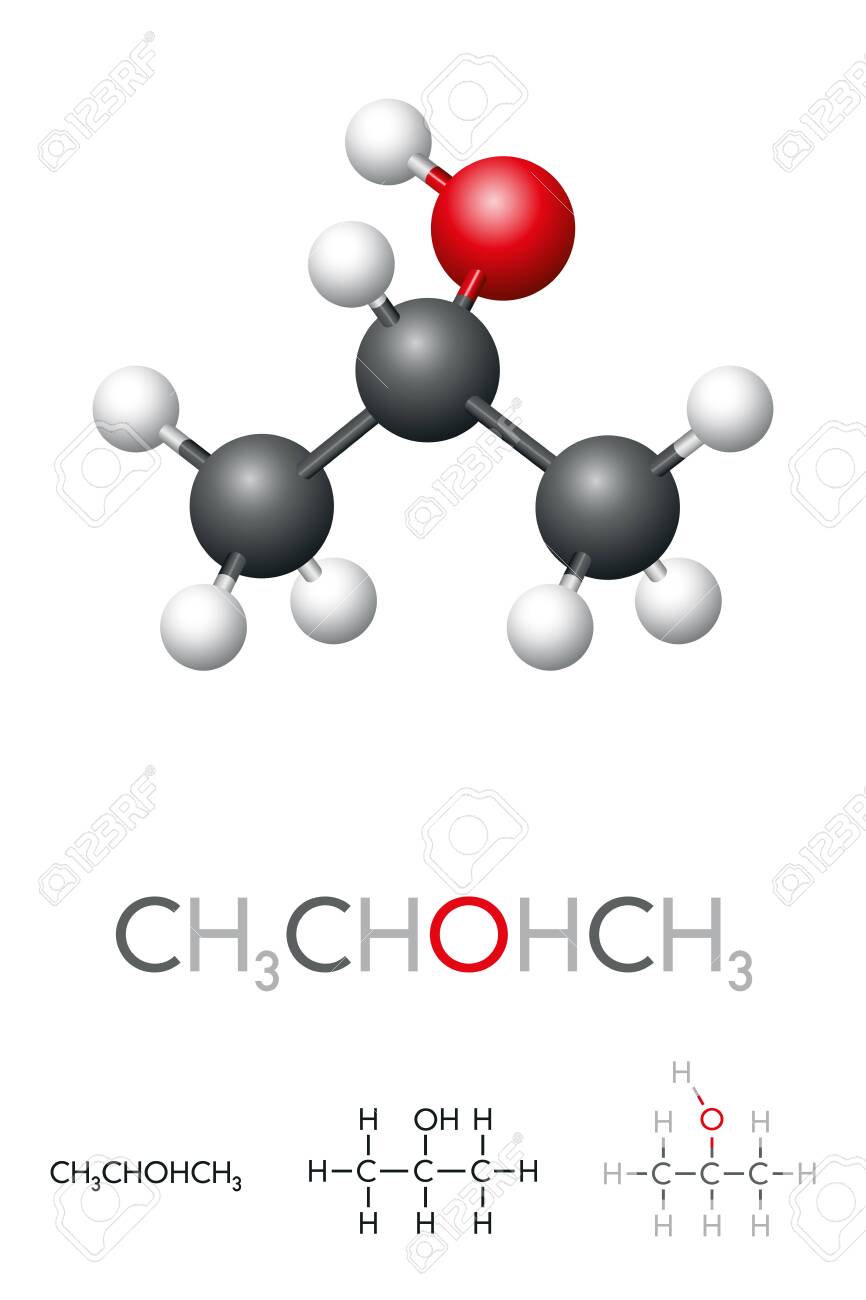 Isopropyl Alcohol Ch3chohch3 Isopropanol Molecule Model And Chemical Formula 2 Propanol A Mon Ingredient In Chemicals Such As Antiseptics Disinfectants And Detergents Illustration Vector Royalty Free Cliparts Vectors And Stock