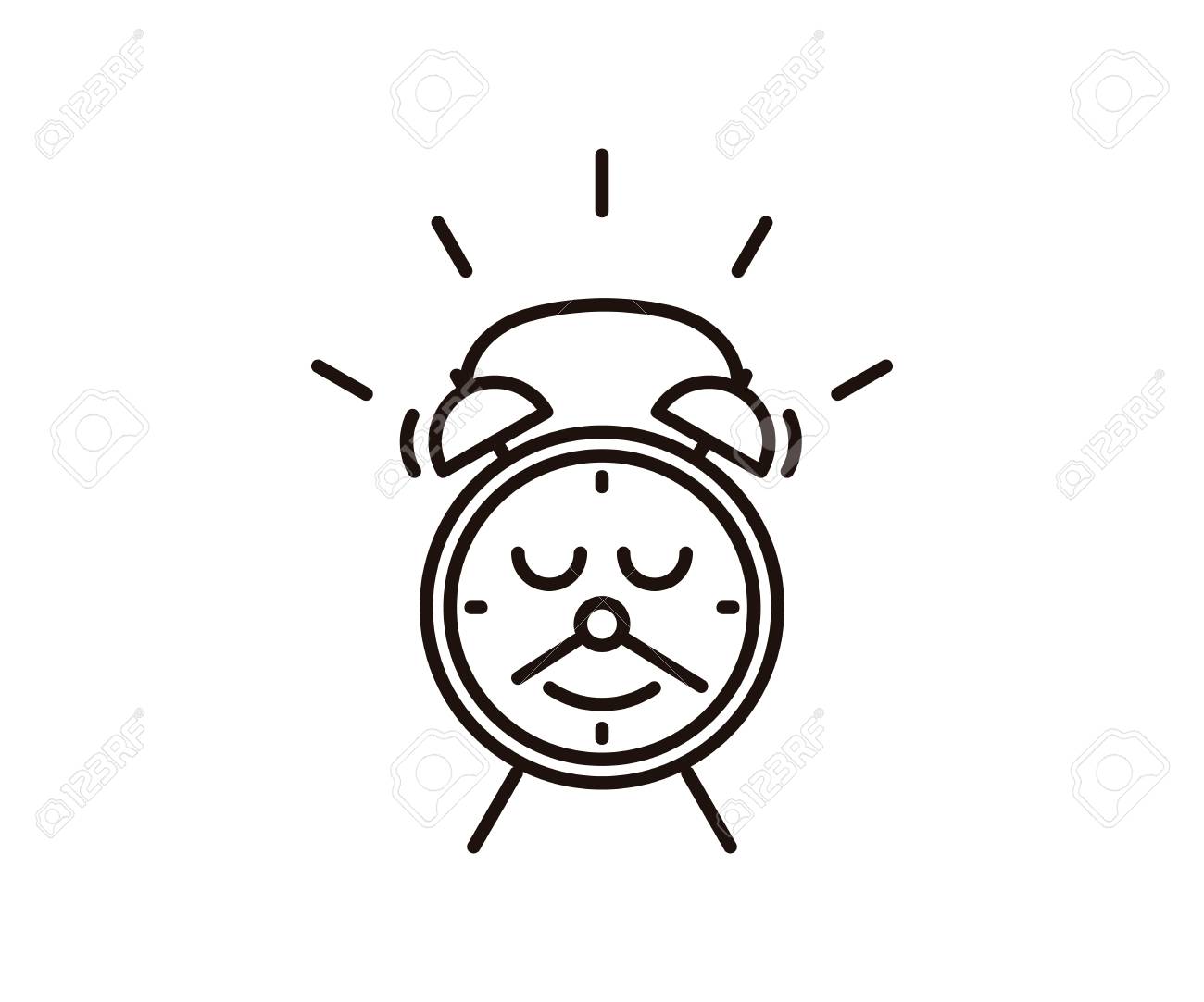 Cute Alarm Clock Character With A Smile And A Mustache Made Of