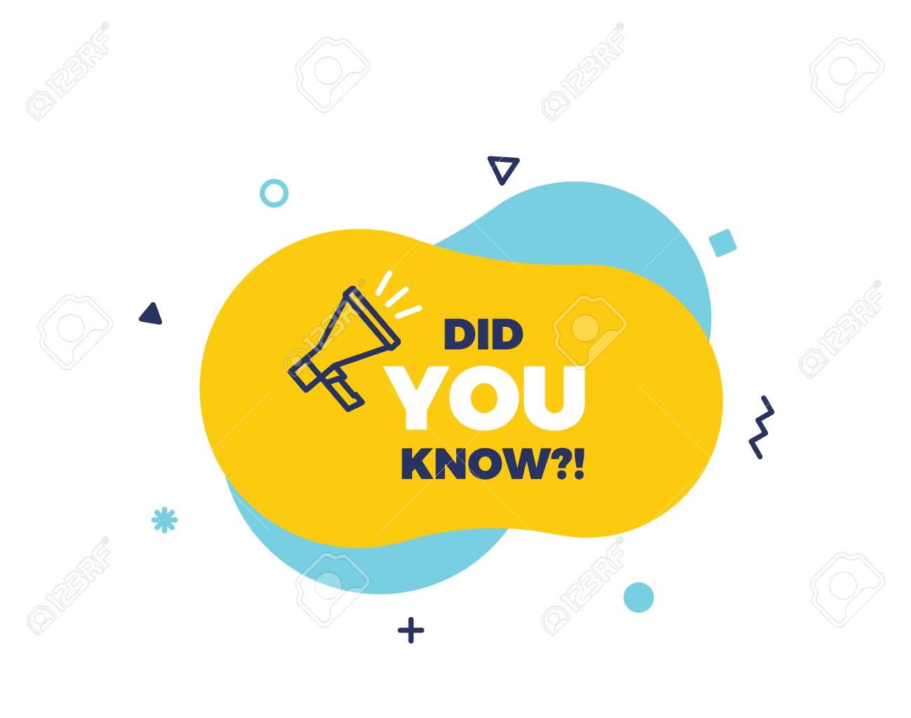 Did you know text on a fluid trendy shape with geometric elements and a megaphone. Vector design banner isolated for curiosity, knowledge, quiz games, trivia and other concepts - 126332869 Did you know text on a fluid trendy shape with geometric elements and a megaphone. Vector design banner isolated for curiosity, knowledge, quiz games, trivia and other concepts - 126332869