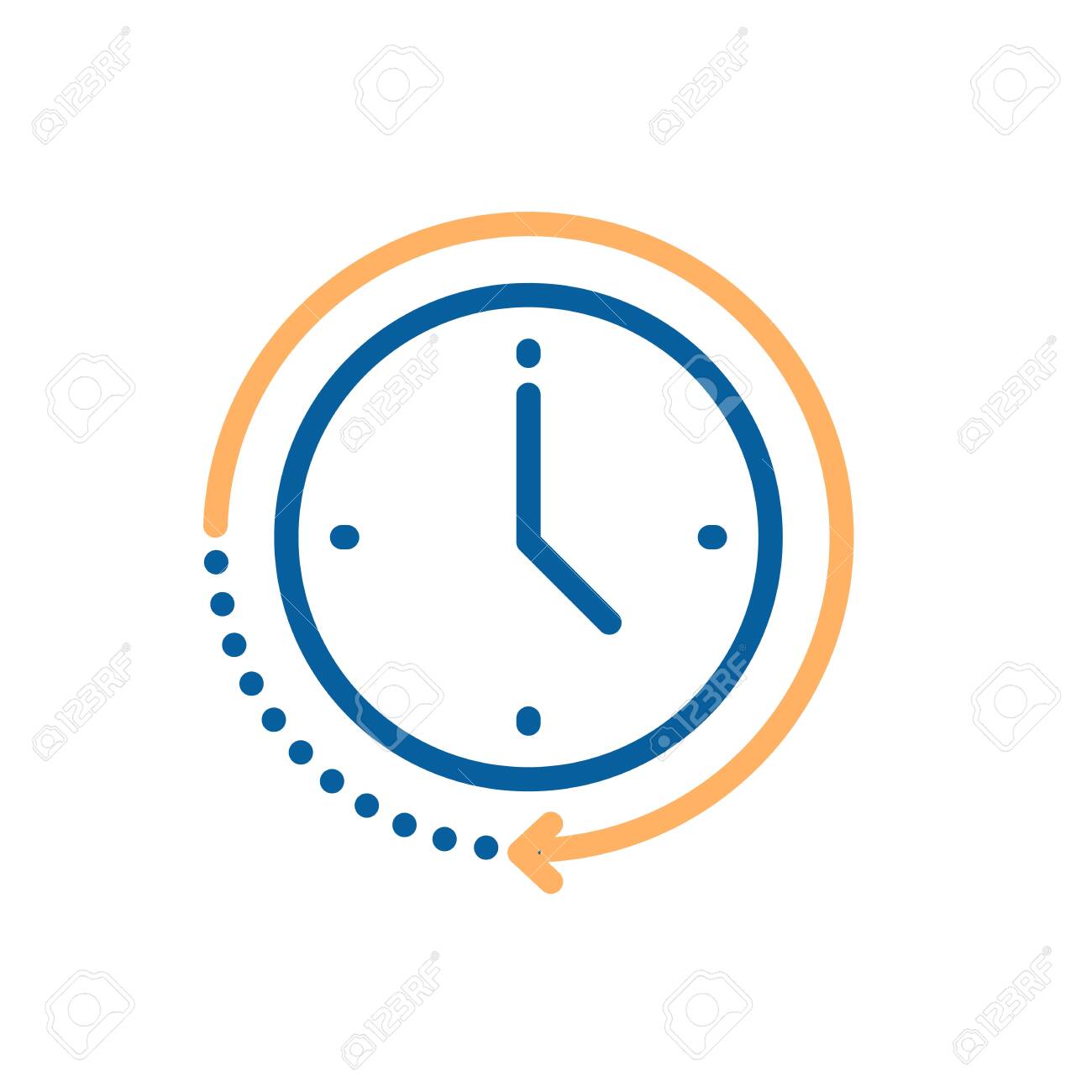 Clock icon with circular motion shape with arrow indicating passage of time. Vector illustration for concepts of time, progress, deadline, express delivery, time limit, urgency - 126216872 Clock icon with circular motion shape with arrow indicating passage of time. Vector illustration for concepts of time, progress, deadline, express delivery, time limit, urgency - 126216872
