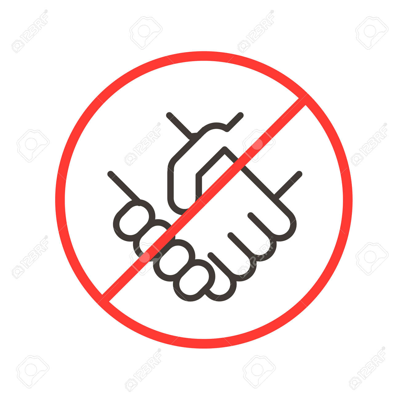 Avoiding physical contact. Vector thin line icon illustration with forbidden handshake symbols. Social distancing and safety tips for pandemics like covid-19 coronavirus outbreak - 158456309 Avoiding physical contact. Vector thin line icon illustration with forbidden handshake symbols. Social distancing and safety tips for pandemics like covid-19 coronavirus outbreak - 158456309