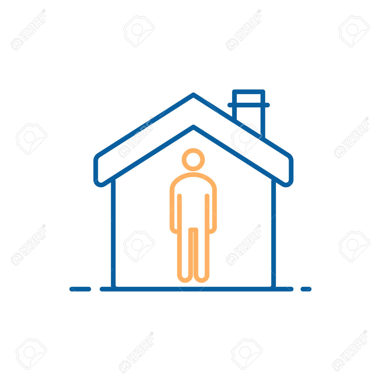 social distancing icon. Vector thin line illustration for concepts of distance keep in public for protection in pandemics like covid-19 coronavirus outbreak. Not allowing outbreak virus spreading. Person at home social isolating - 158456316 social distancing icon. Vector thin line illustration for concepts of distance keep in public for protection in pandemics like covid-19 coronavirus outbreak. Not allowing outbreak virus spreading. Person at home social isolating - 158456316