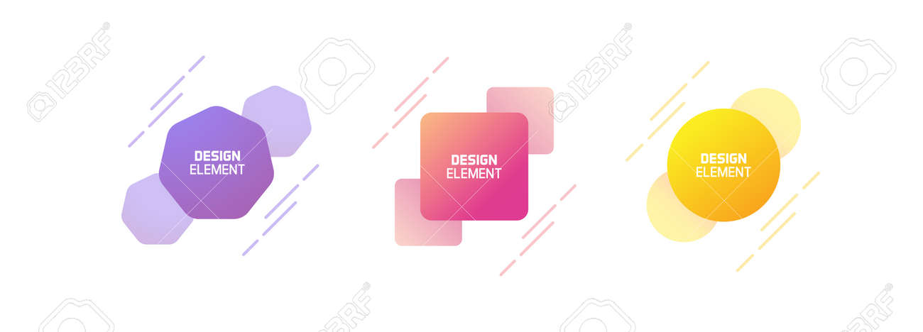 Set of trendy colorful and glowy dynamic shapes. Vector geometric template elements with dynamic lines in different colors. Modern abstract banner design - 158456427 Set of trendy colorful and glowy dynamic shapes. Vector geometric template elements with dynamic lines in different colors. Modern abstract banner design - 158456427