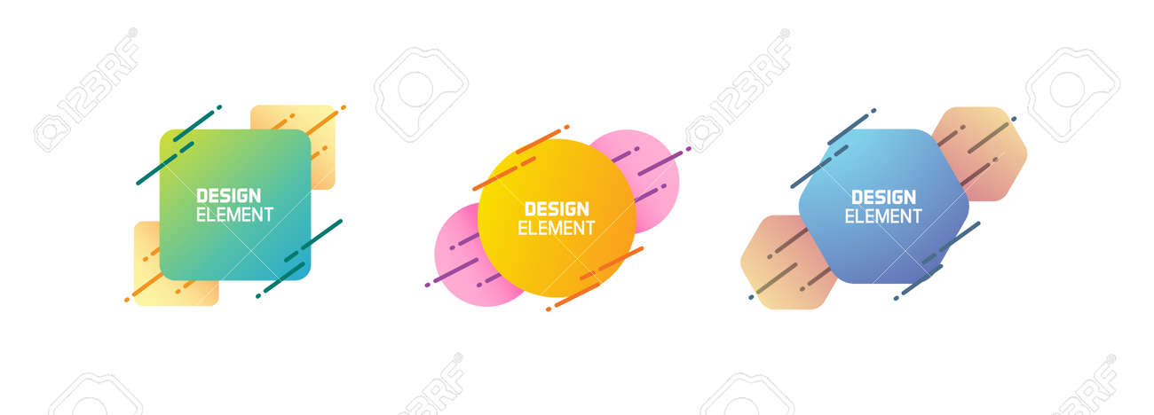 Set of trendy colorful and glowy dynamic shapes. Vector geometric template elements with dynamic lines in different colors. Modern abstract banner design - 158456431 Set of trendy colorful and glowy dynamic shapes. Vector geometric template elements with dynamic lines in different colors. Modern abstract banner design - 158456431