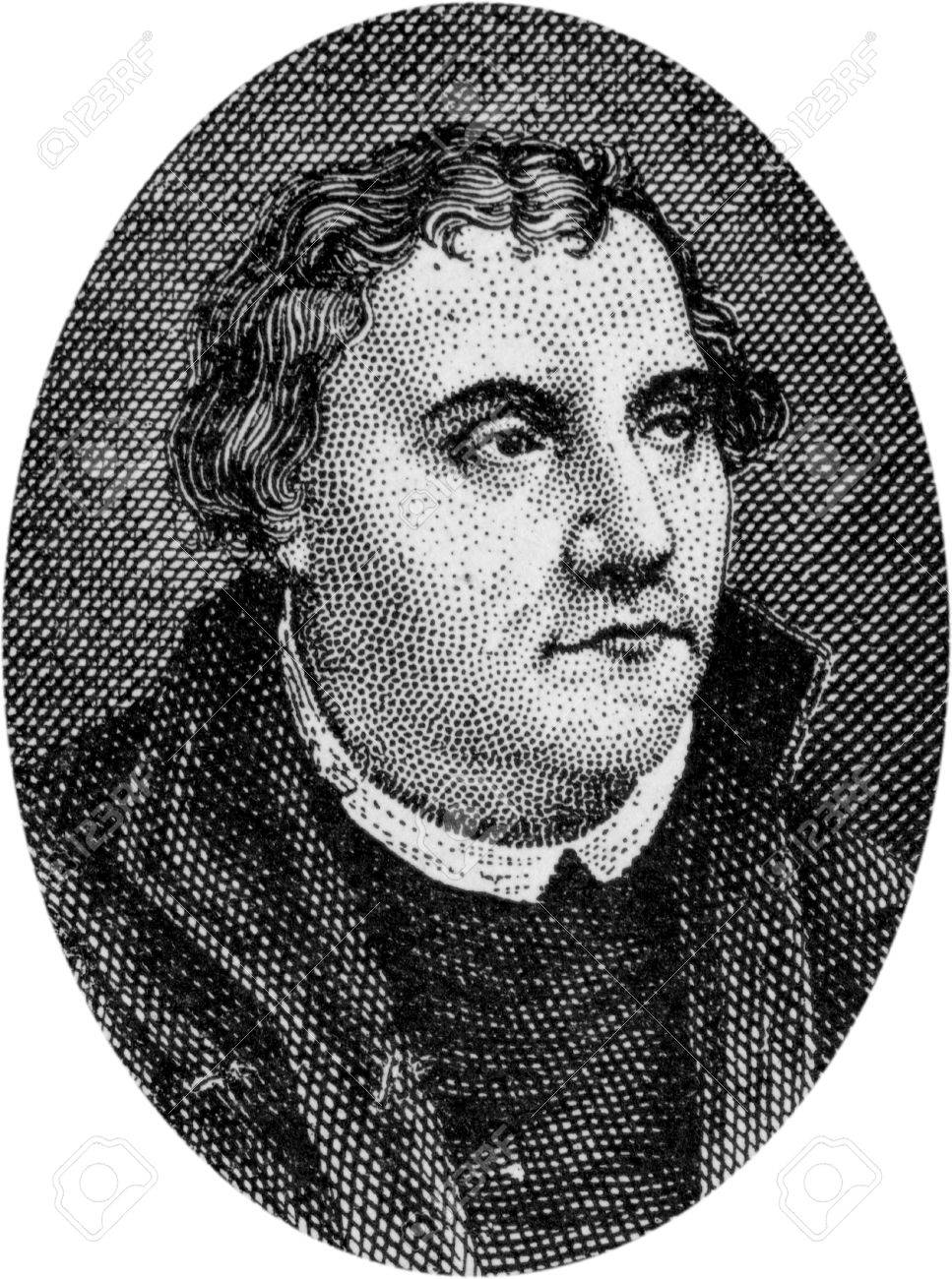 Engraving of Martin Luther, 1483 - 1546, leader of the Reformation in Germany,