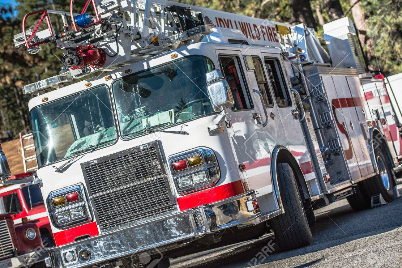 american fire truck firefighters