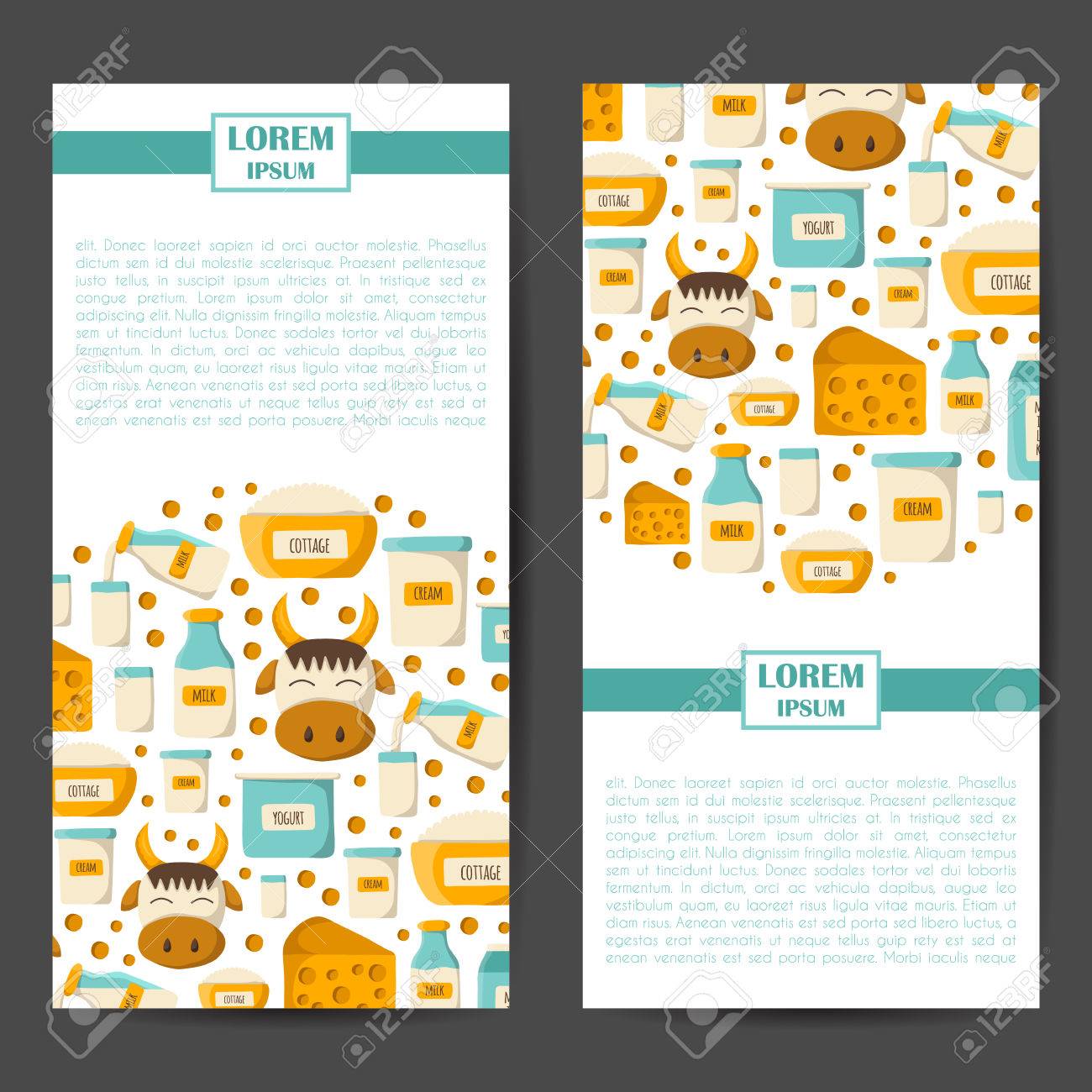 ベクトル イラスト漫画ミルク製品背景を持つ 牛乳不耐症または乳糖無料概念 ベクトル漫画乳製品 自然の有機牛乳生産 ファーム日記生産背景 のイラスト素材 ベクタ Image