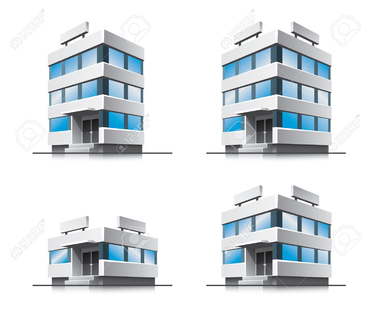 Four Cartoon Office Buildings Royalty Free Cliparts Vectors And Stock Illustration Image
