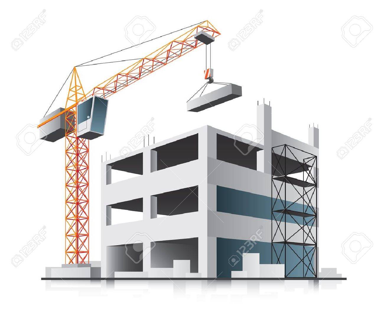 building construction with crane in the city on white background building construction