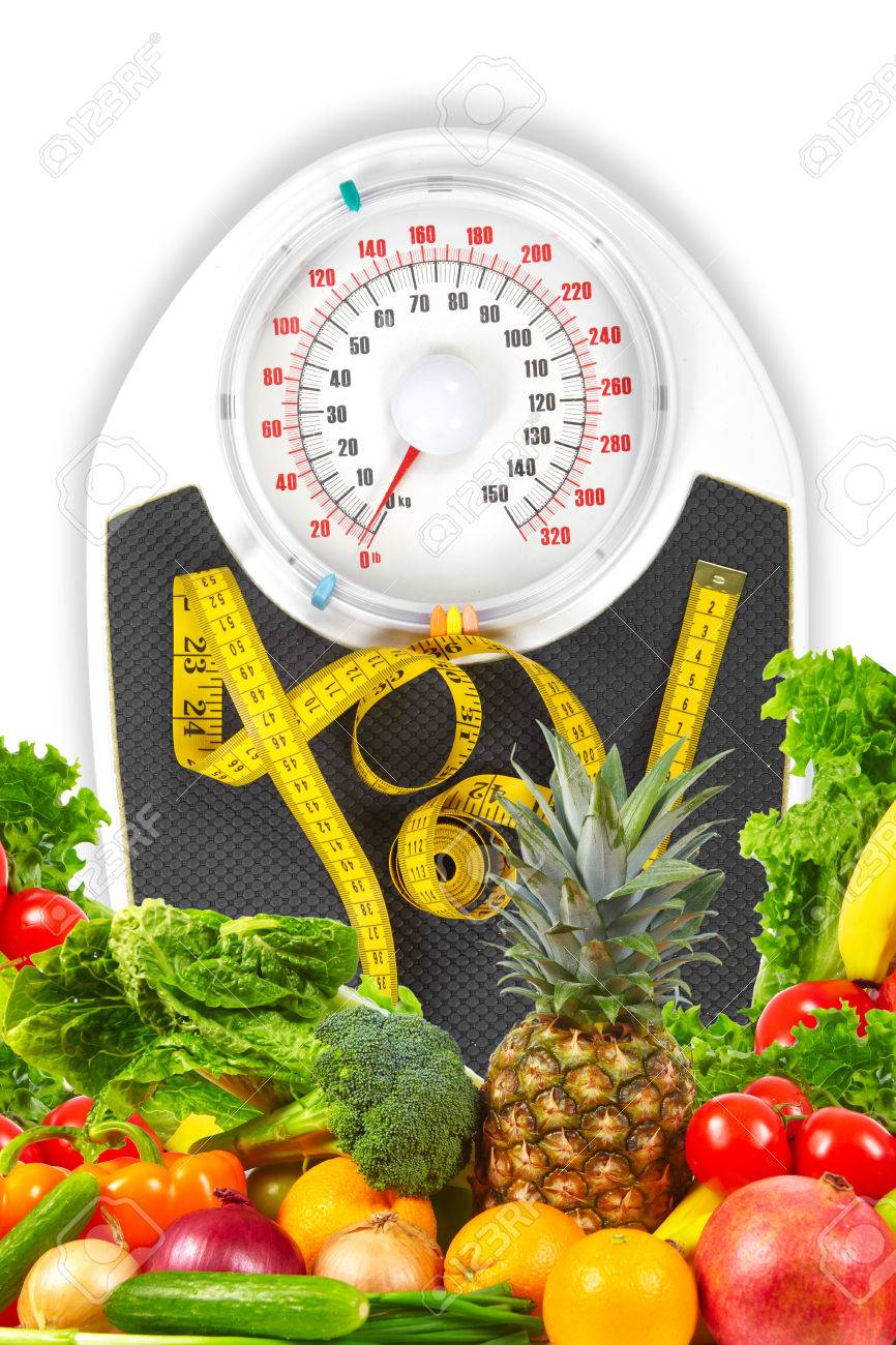 Bathroom scale and coiled tape measure for losing weight to be thinner  Stock Photo - Alamy