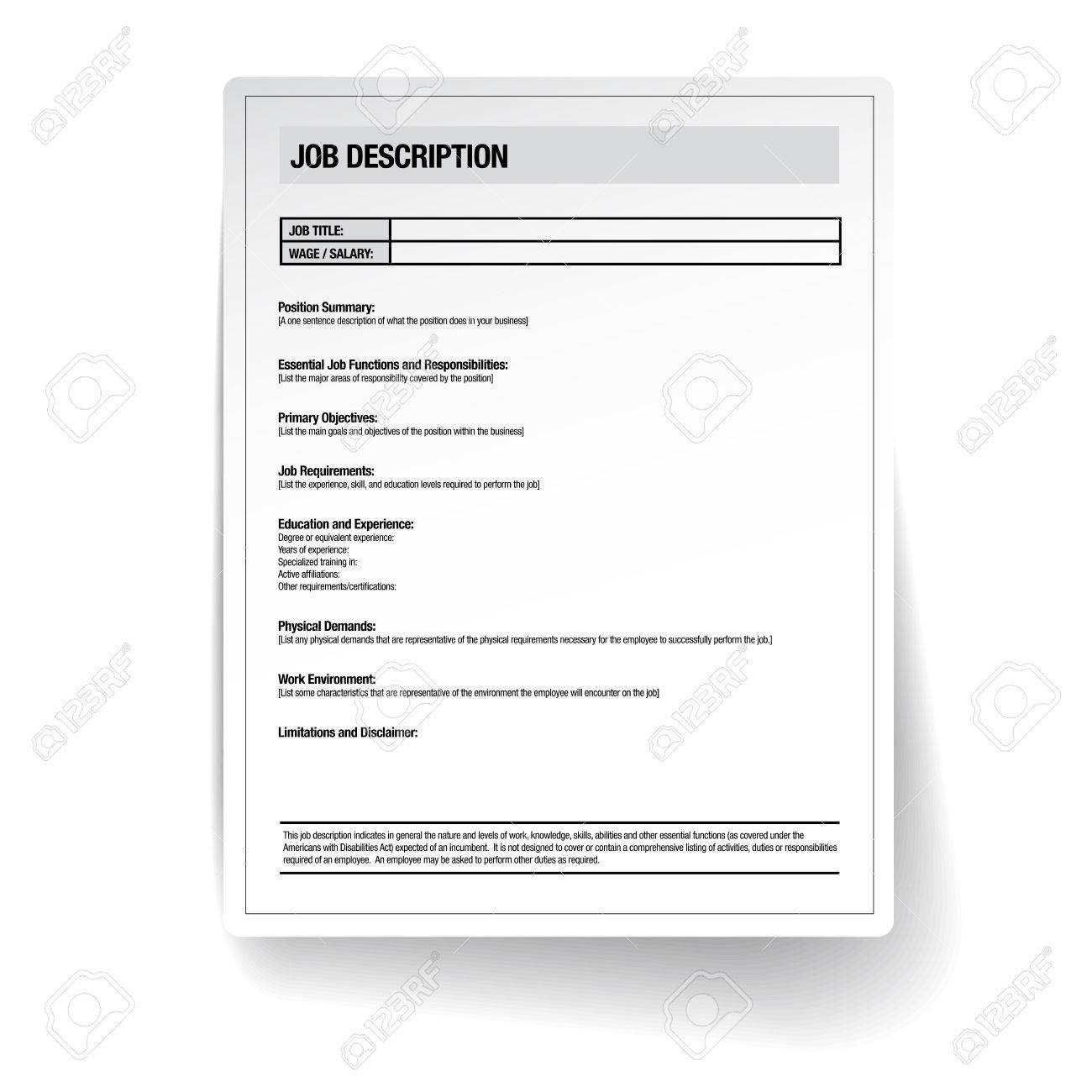 employee duties and responsibilities template
