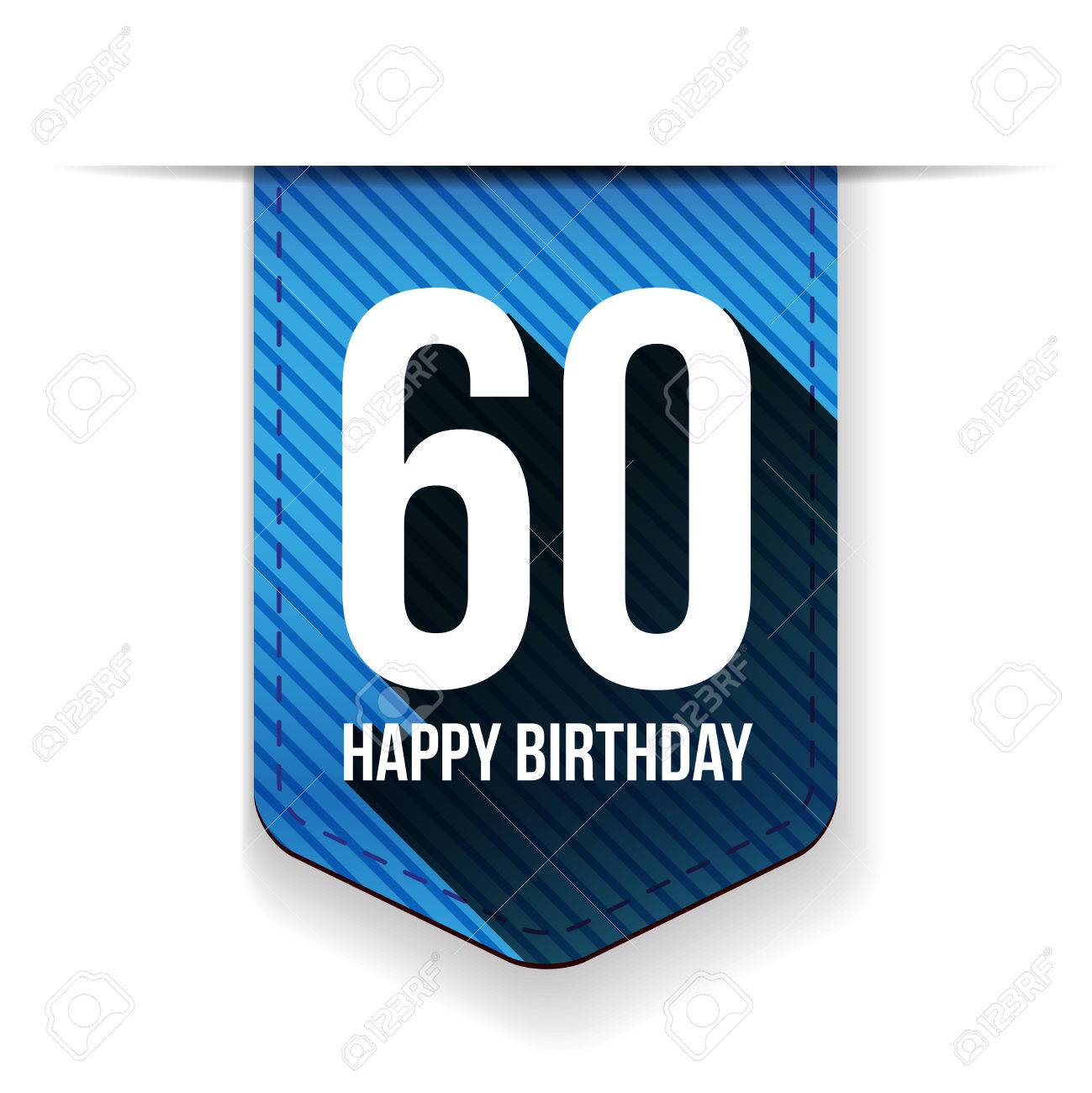 60 歳お誕生日おめでとうリボンのイラスト素材 ベクタ Image