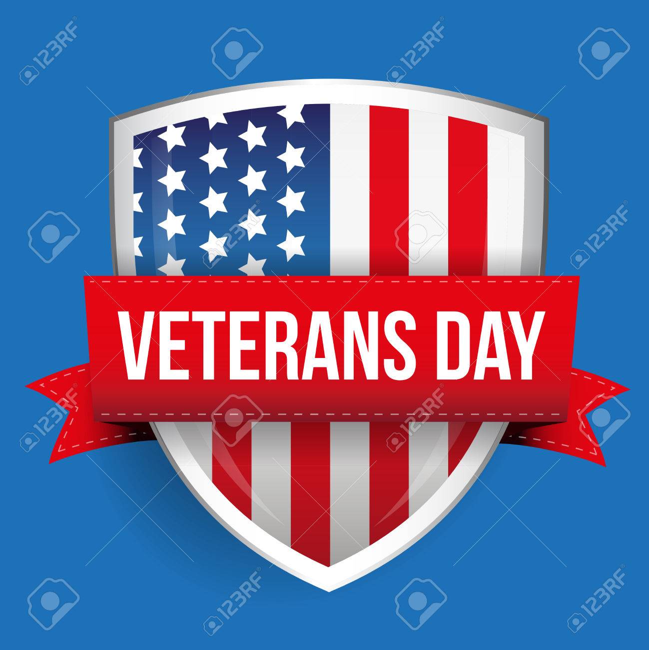 Veterans Day On USA Flag Shield 免版税剪贴画，向量插图和库存图片. Image 69599537, image size:1299x1300
