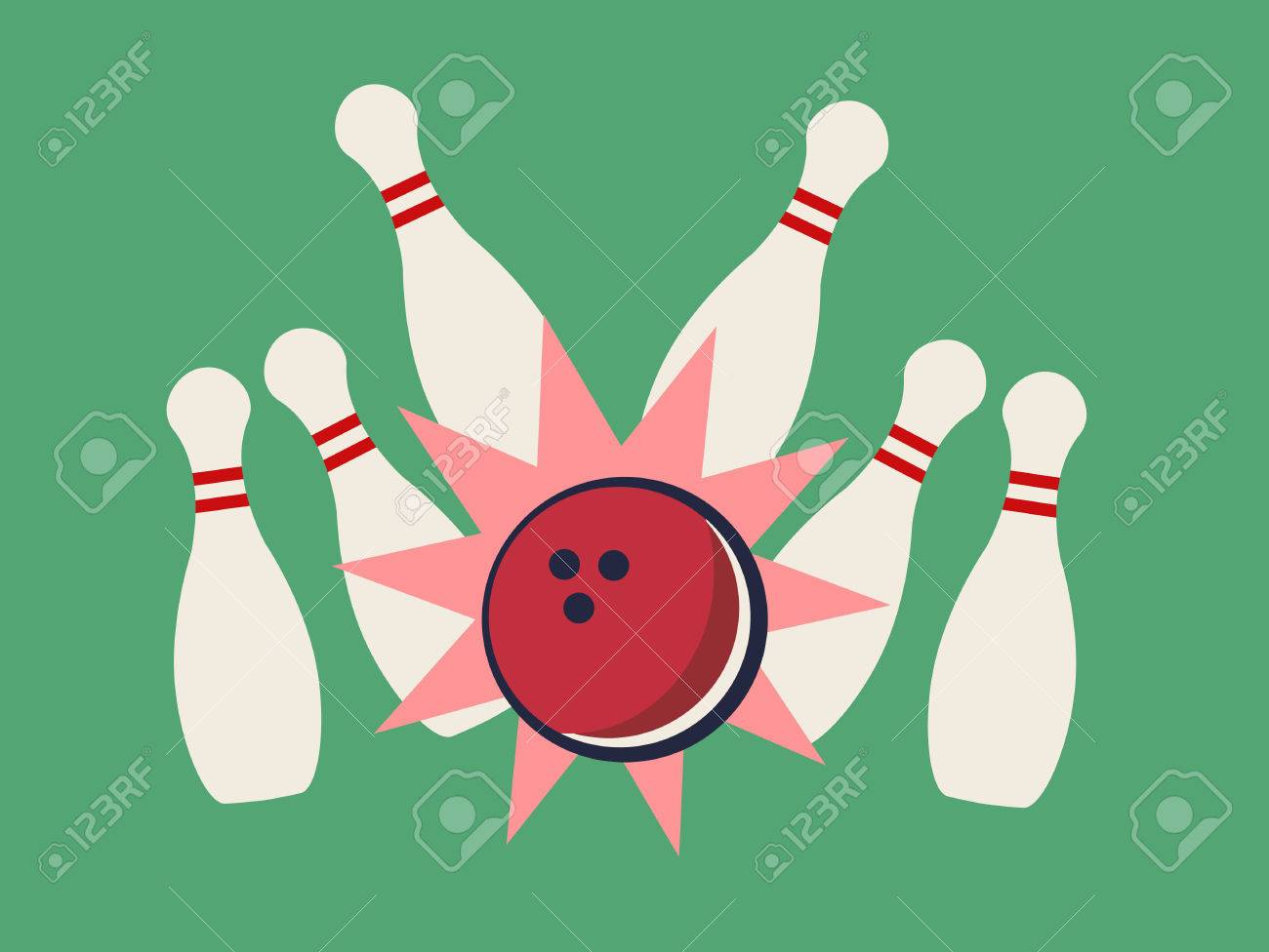 レトロなボウリング ストライクのイラスト素材 ベクタ Image