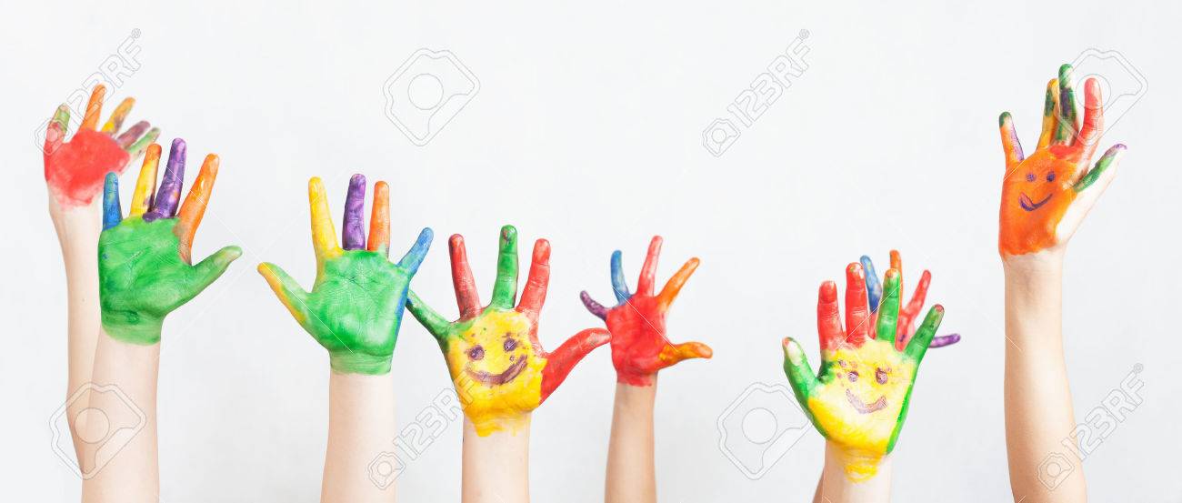 lot of painted hands