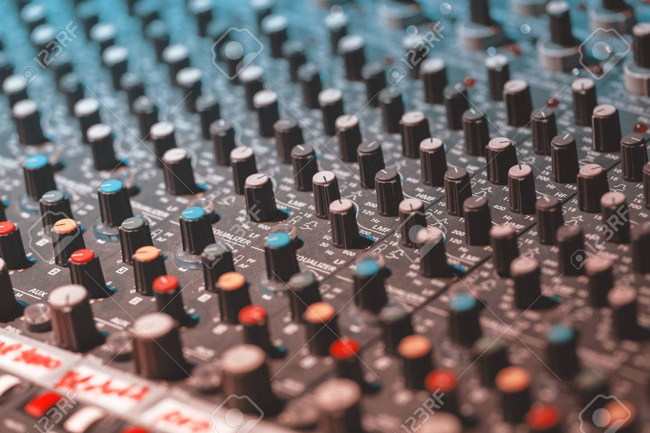 sound recording equipment music mixer controls soft photo stock