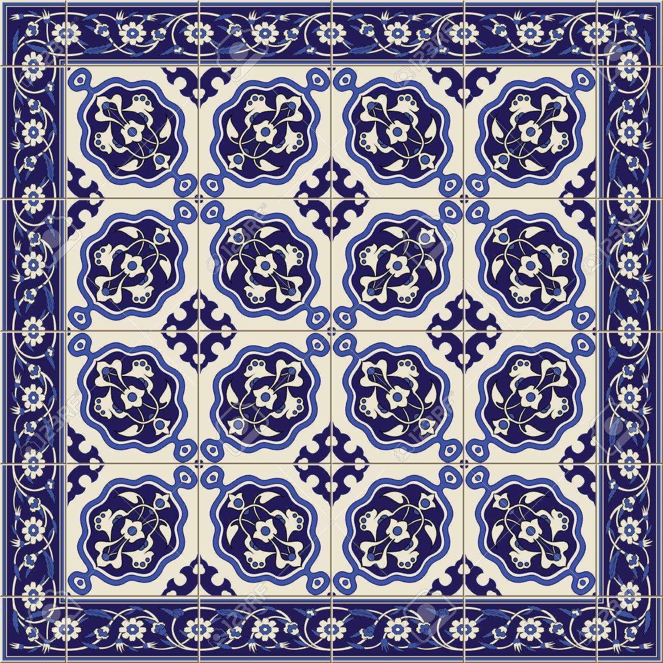 豪華なシームレス パターン白トルコ タイルや国境等の装飾品 Web ページの背景テクスチャ パターンの塗りつぶしの壁紙に使用できます のイラスト素材 ベクタ Image