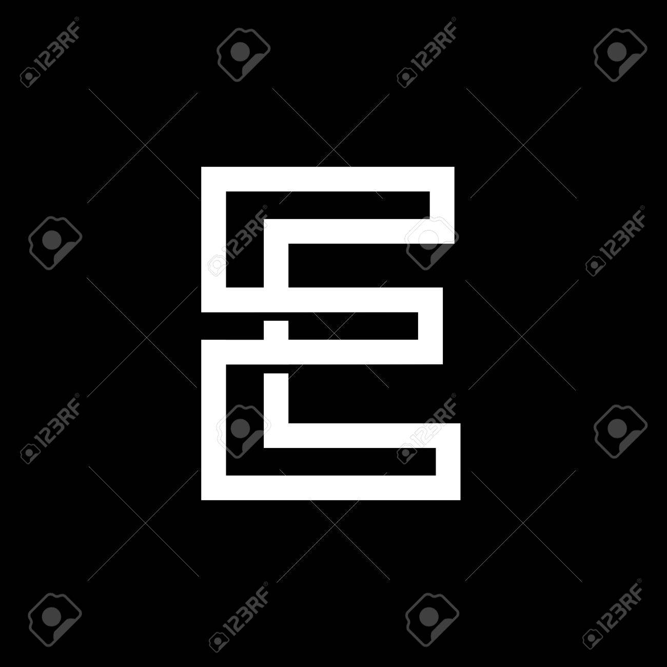 capital letter e from the white interwoven strips on a black