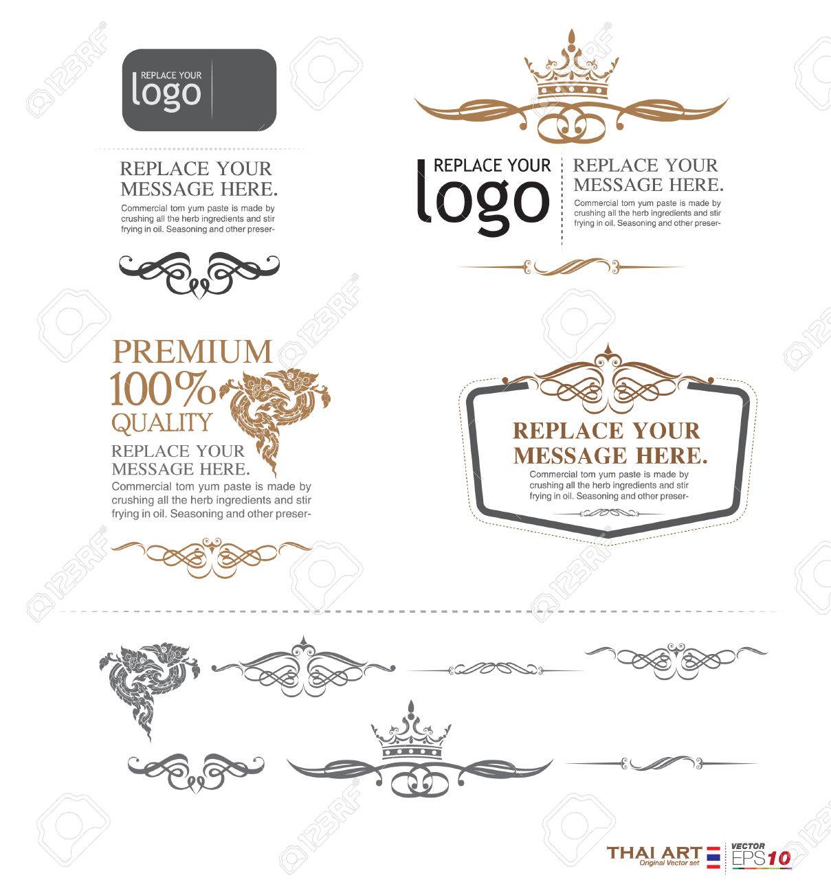 ベクトルのセット タイの美術のデザイン要素やページの装飾 装飾 レイアウトに有用な要素がたくさん のイラスト素材 ベクタ Image