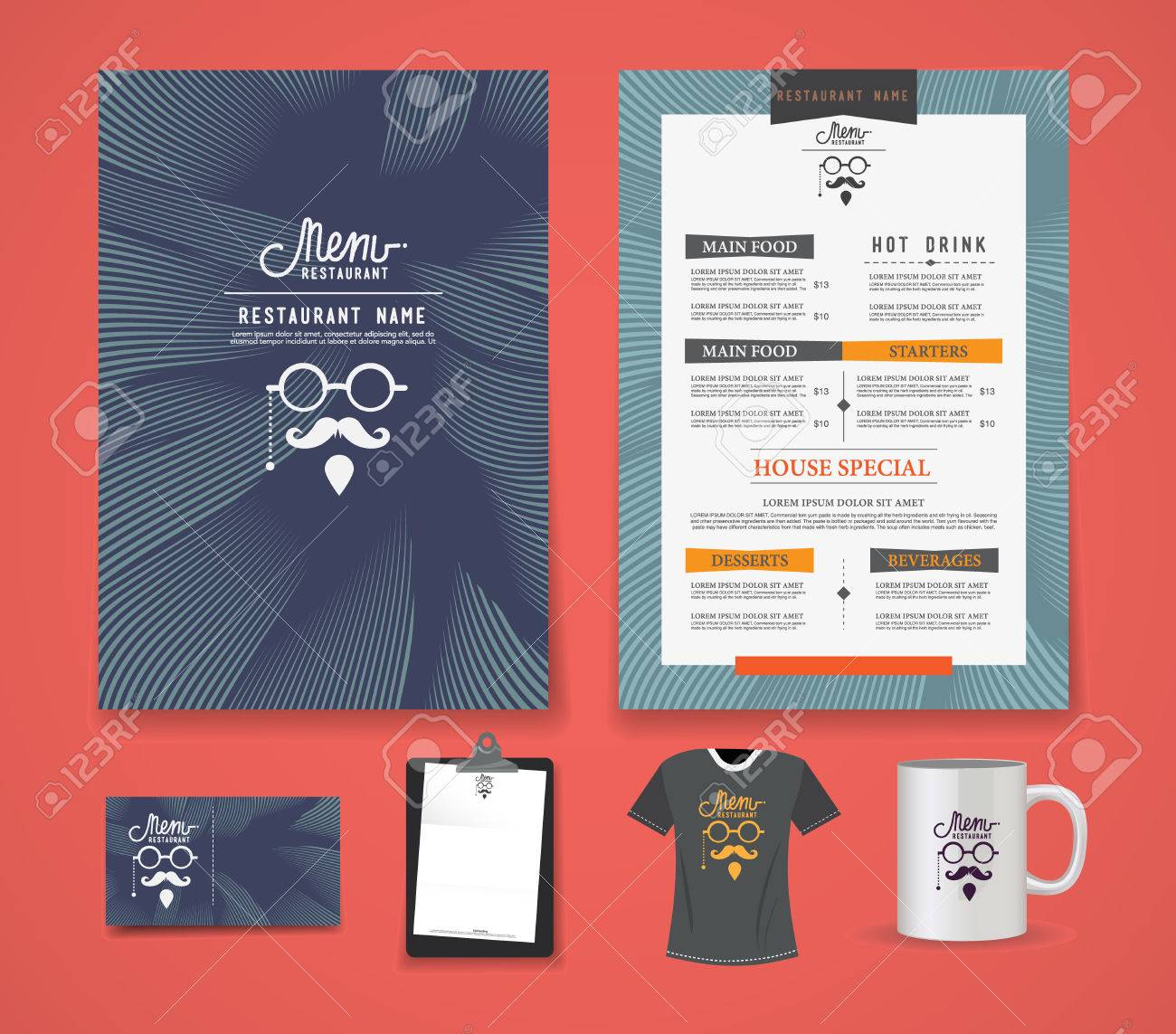 restaurant menus template business cards shirts coffee mugs