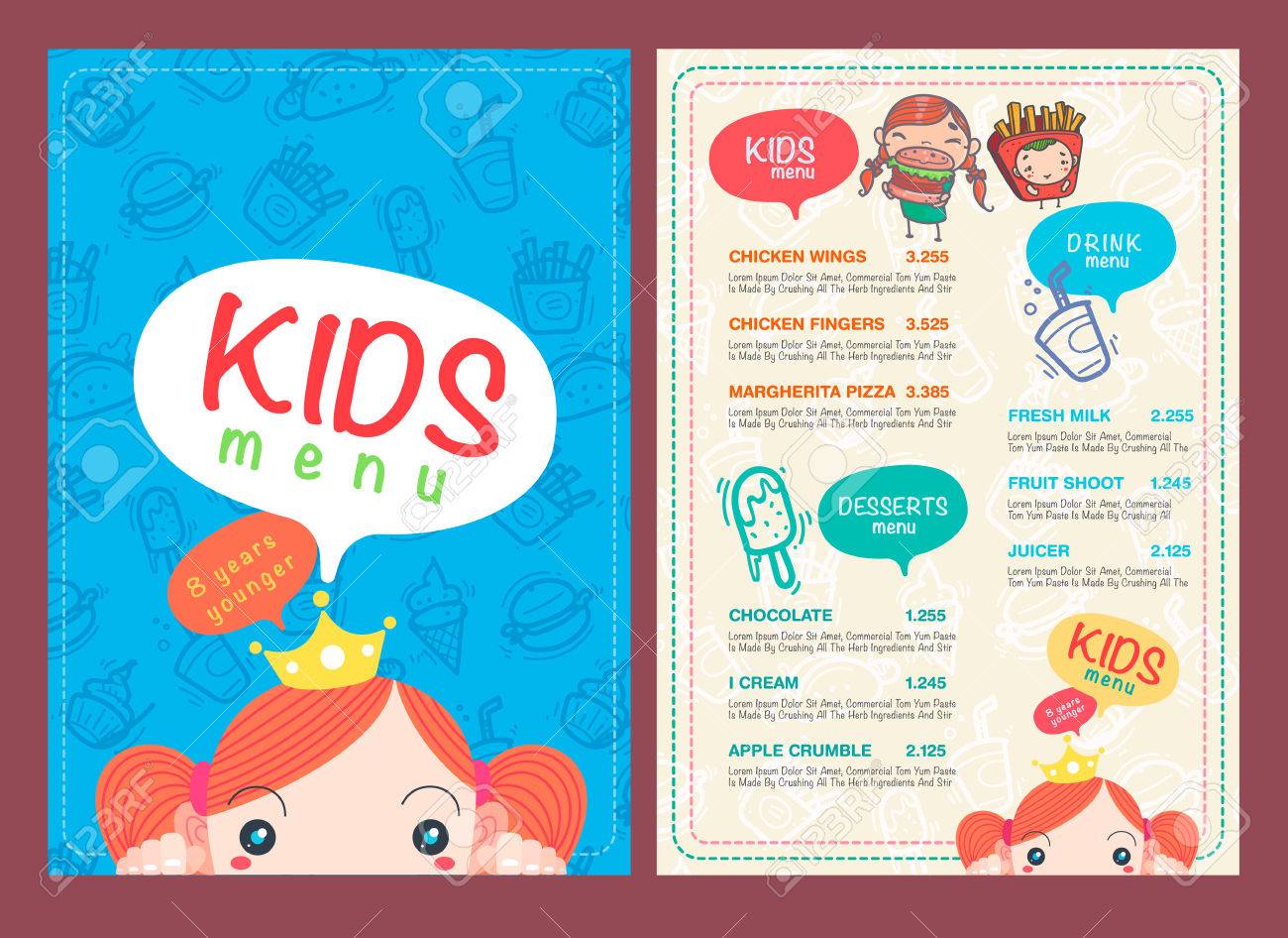 free kids menu templates