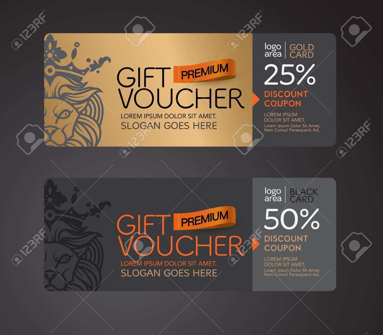 Gift Voucher Gold Card And Back Card Premium Coupon. Royalty ...