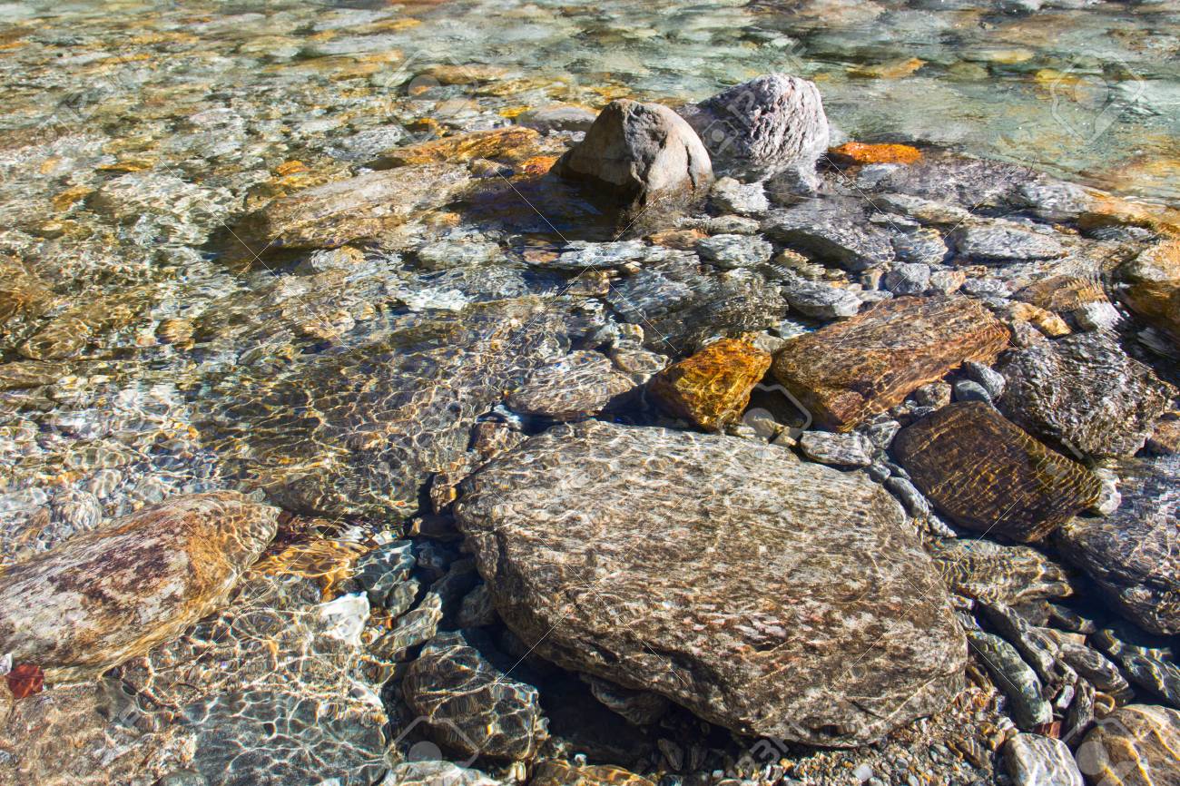 Crystal Clear Water And Colorful Stones Of Natural Wild Swiss