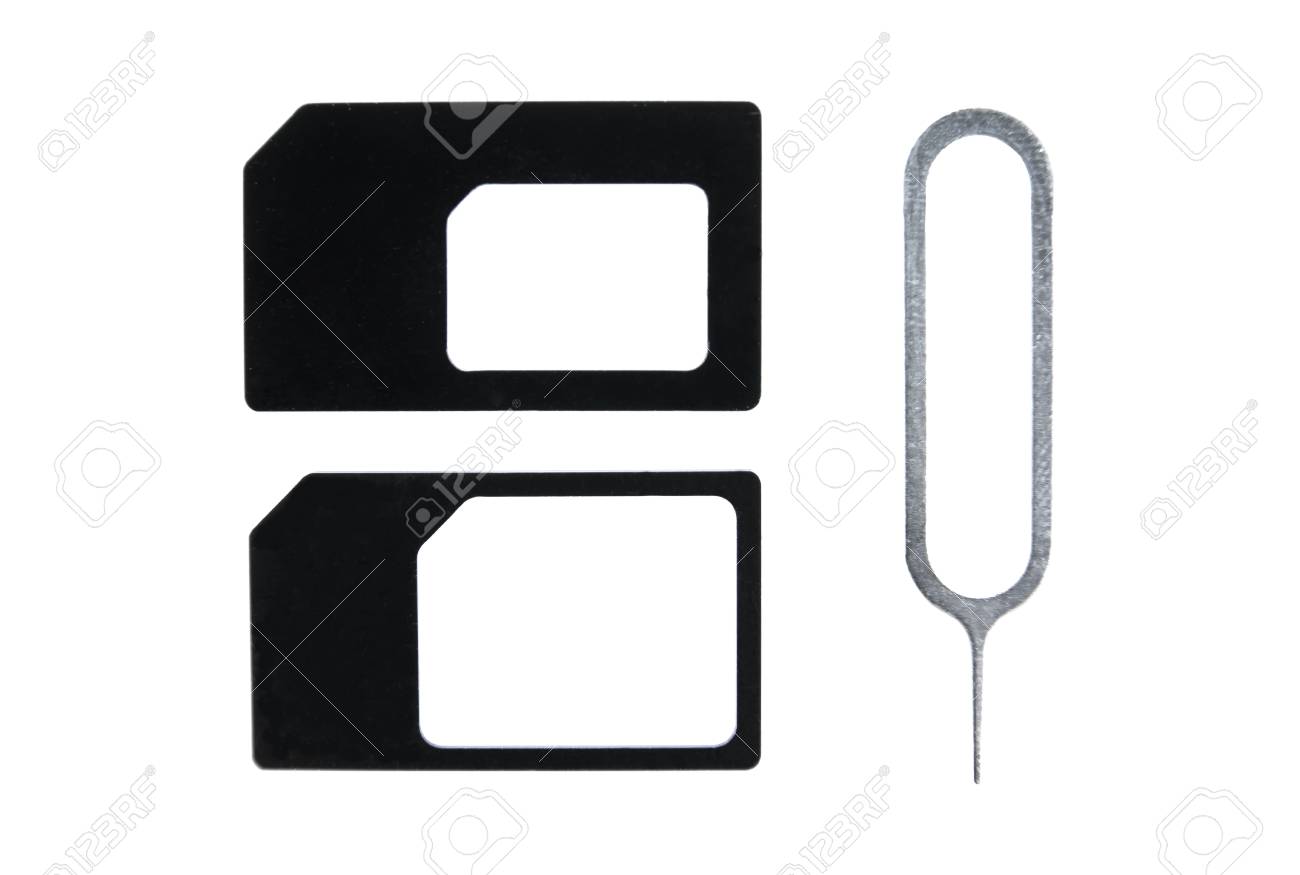 Small Nano Sim Card Adapter With Pin Isolated On White Background