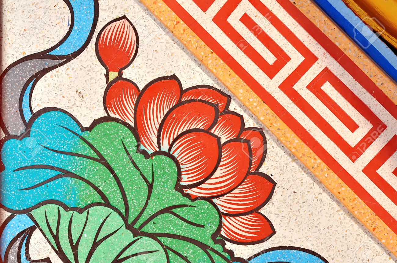 アート中国風の蓮の花の絵画 の写真素材 画像素材 Image