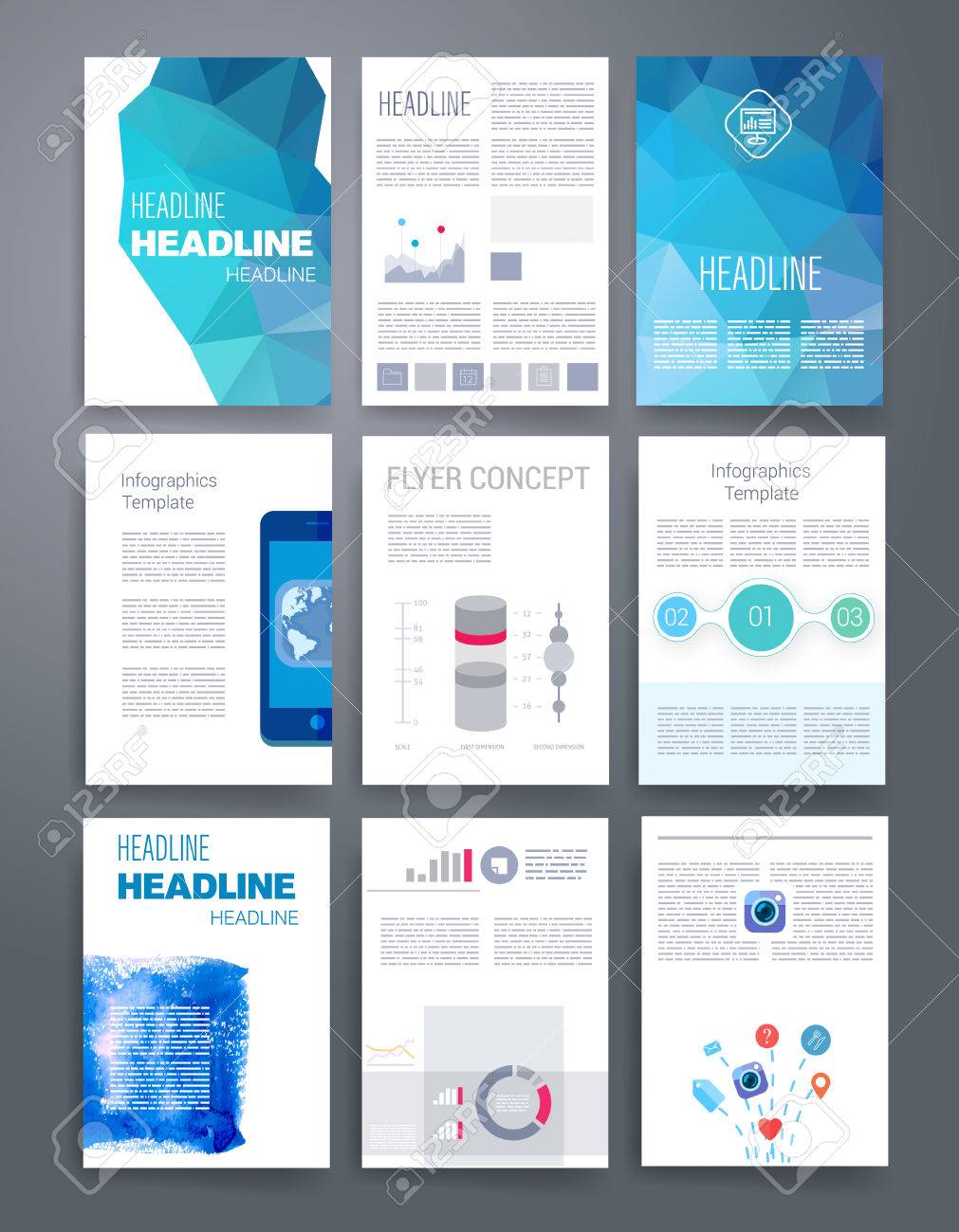 templates design set of web mail brochures mobile technology mail template design