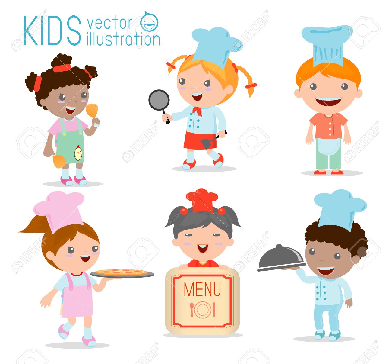 かわいい子供シェフ イラストの子供料理 お子様料理 かわいい子供シェフ ベクトル図 のイラスト素材 ベクタ Image